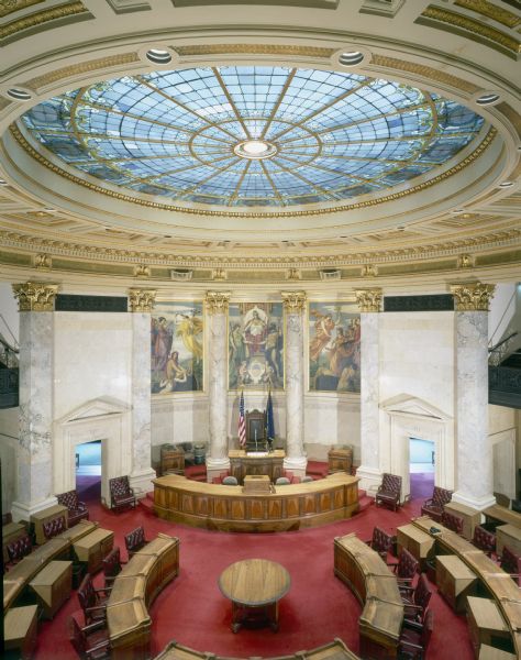 The Senate Chamber before restoration in the Wisconsin State Capitol.
