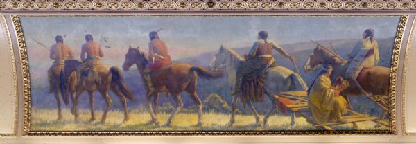 "Indians Striking the Trail" painting in the North Hearing Room,in the Wisconsin State Capitol, by Charles Turner. This is one of four paintings depicting the four methods of transportation in Wisconsin from the earliest colonial times to the present day.