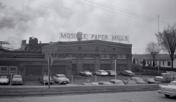 Mosinee Paper Mills and parking lot.