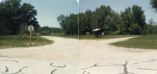 Identified only as the intersection of Flowage Road and State Highway 173 in Juneau County, this image probably shows the entrance to the Meadow Valley Flowage in the Necedah Wildlife Refuge.