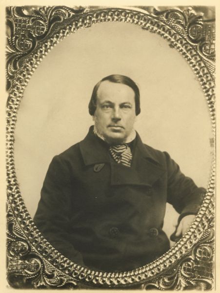 Portrait of Dr. Joseph Hobbins, Jr. (1816-1894), of Madison, Wisconsin, copied from a lost daguerreotype.  Dr. Hobbins was an English-born and educated physician who settled in Madison in 1854.