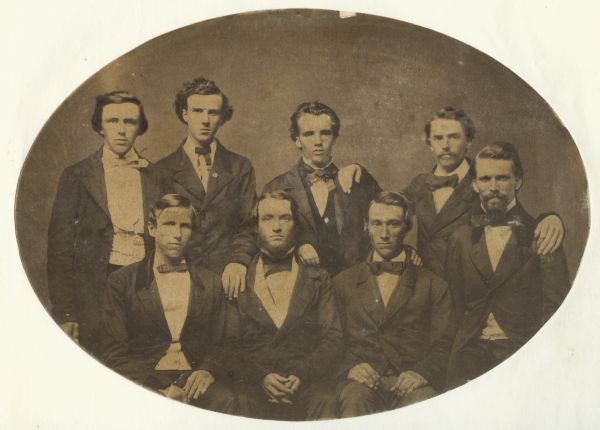The graduating class of the University of Wisconsin, all of whom are unidentified. It is likely this photograph was taken by John S. Fuller.