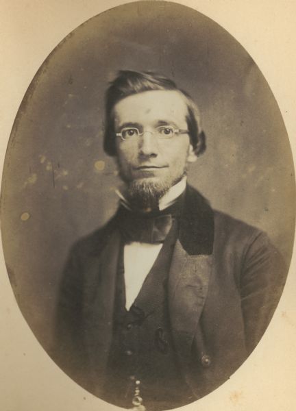Oval quarter-length portrait of Perry H. Smith.