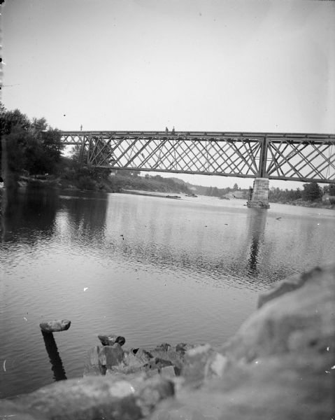 Black River Falls and the bridge spanning it, probably the second railroad bridge.