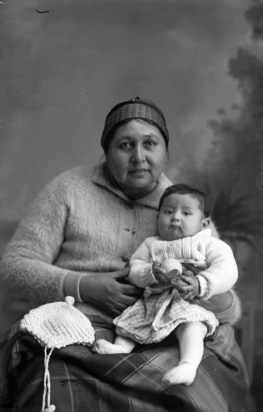 Studio Portrait of Lena Long Thunder and Child | Photograph | Wisconsin ...