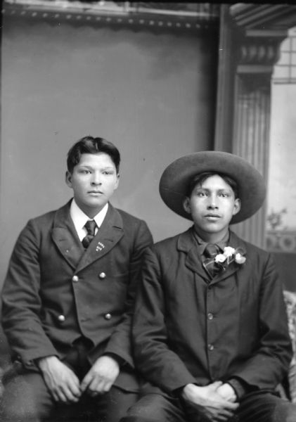 Portrait of Two Young Ho-Chunk Men | Photograph | Wisconsin Historical ...