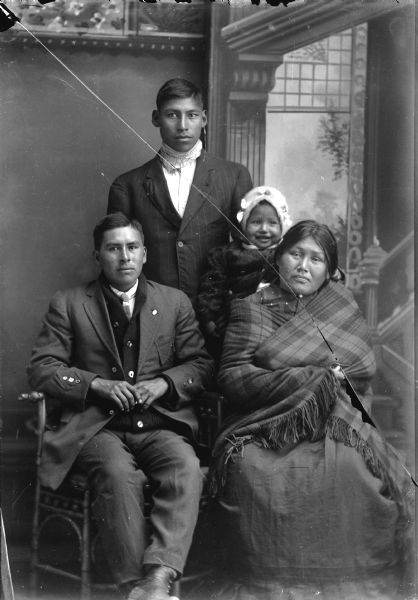 Portrait of Ho-Chunk Men, Woman, and Girl | Photograph | Wisconsin ...