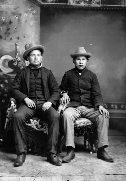 Two Young Ho-Chunk Men Posing Sitting | Photograph | Wisconsin ...