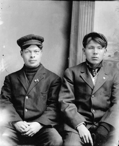 Studio Portrait of Two Ho-Chunk Men | Photograph | Wisconsin Historical ...