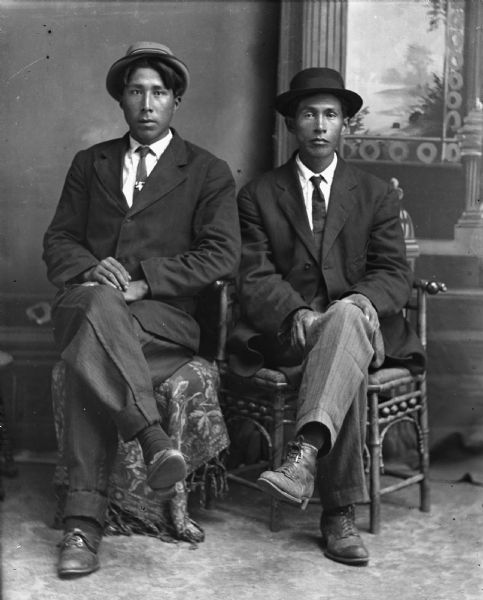 Portrait of Two Ho-Chunk Men | Photograph | Wisconsin Historical Society