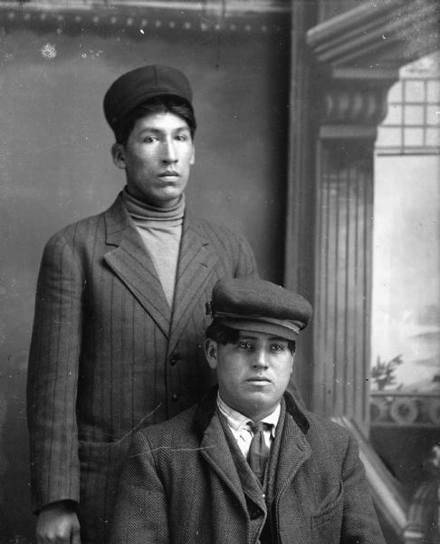 Studio Portrait of Two Ho-Chunk Men | Photograph | Wisconsin Historical ...