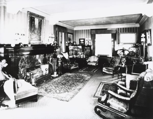 Living room in the Frank Brown home, 28 Langdon Street.
