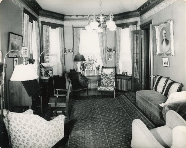 Library in the home of Fred and Annie Storer Brown, 121 East Gilman Street.  The house was built in 1888.