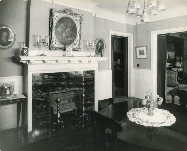 Dining room of Fred and Annie Storer Brown's house (built in 1888), 121 East Gilman Street.