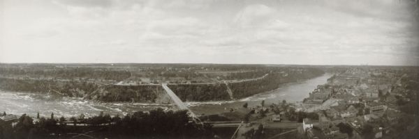 Panoramic photographic view of Burlington, taken with a local Al-vista panoramic camera.