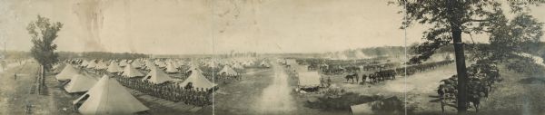 Panoramic view of an unidentified WWI army camp.