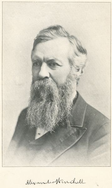 Quarter-length carte-de-visite of Alexander Winchell (1824-1891), State Geologist of Michigan and Professor of Geology and Paleontology at the University of Michigan. Plate caption at bottom reads, "The American Geologist, Vol. IX, Plate II."