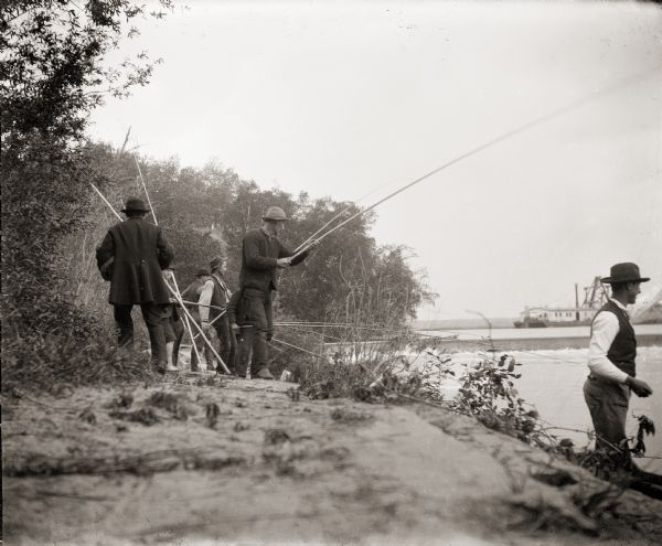 Group of Men Fishing on Fox River, Photograph