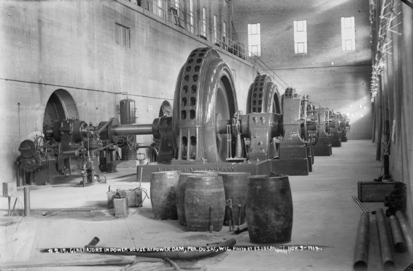 Interior view of the power house with the Allis-Chalmers generators installed.