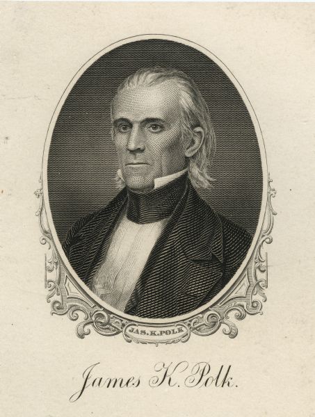 Engraved portrait of President James K. Polk.