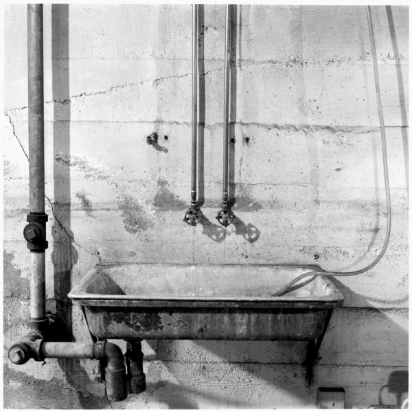 Basement sink in the Quinney farmhouse.