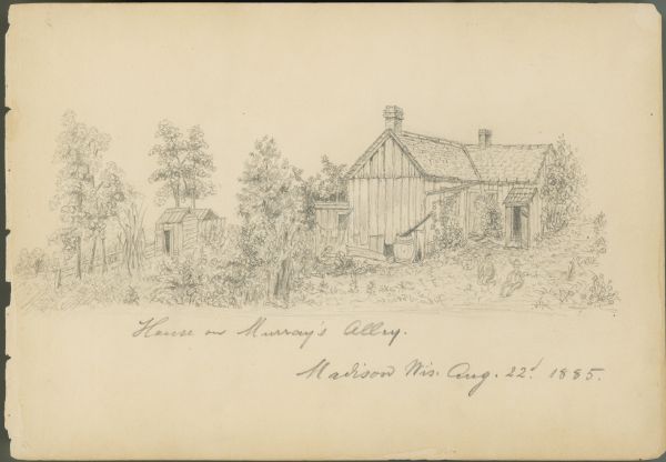 Pencil drawing of residence on Murray's Alley.