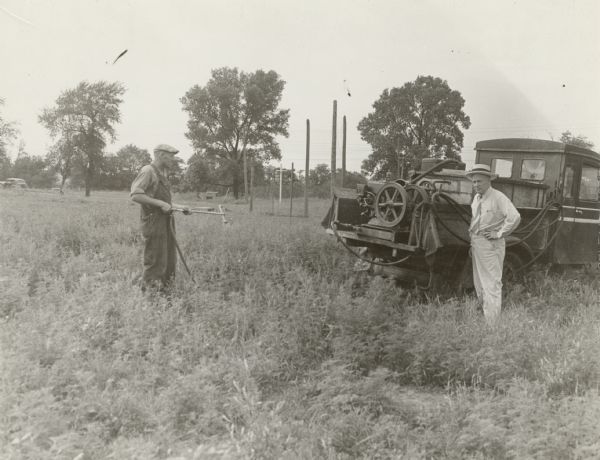 Weed control unit of the Rock County Highway Department showing the equipment used to spray weeds along the highways.