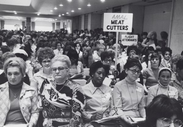 Delegates from the Amalgamated Meat Cutters and Butcher Workmen union at the convention of the Coalition of Labor Union Women.