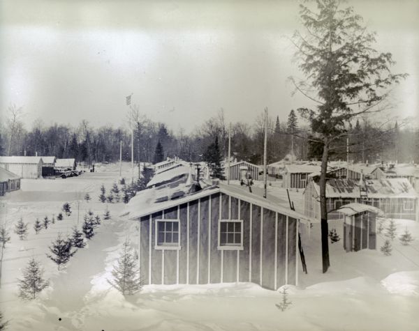 Elevated view of Civil Conservation Corps (CCC) camp at Scott Lake.