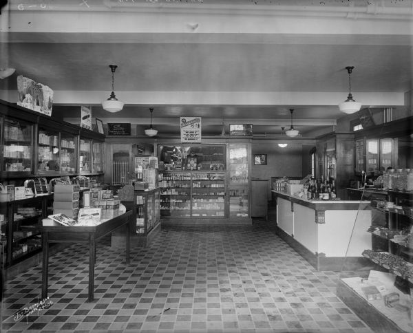 Interior of an unidentified drugstore.