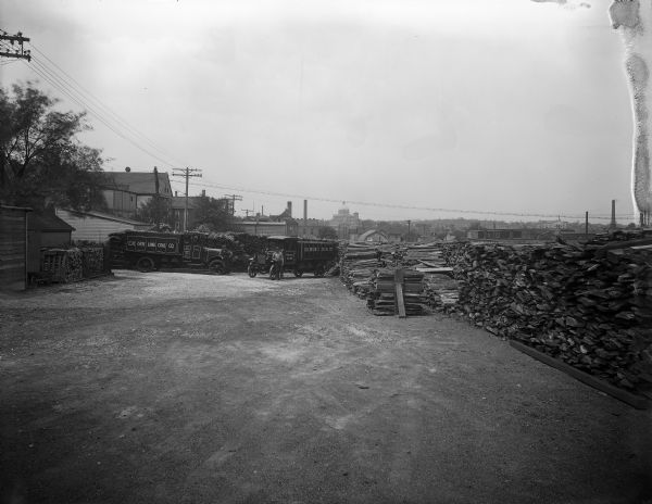 A lumberyard at about E. Lincoln Avenue and S. Burrell Street in Bay View, looking west to St. Josaphat's Basilica.