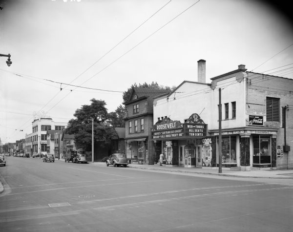 Looking west on W. North Avenue from N. 14th Sreet. The Roosevelt Theater is on the far right, and the Luick ice cream building is on the far left.