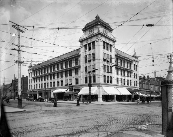 The Berlin Arcade building on the northwest corner of N. 3rd Street and W. North Avenue, just after occupancy. For decades, it was Rosenberg's, a popular women's clothing store