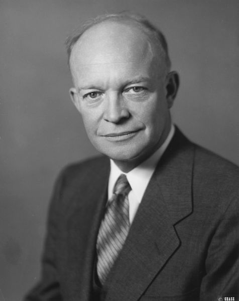 Formal portrait Dwight D. Eisenhower at the time of his first Presidential campaign.  Senator Joseph R. McCarthy was one of the most difficult issues Eisenhower faced during the campaign.  In a speech in Green Bay, Eisenhower stated that he agreed with McCarthy's goals, but disagreed with his methods.  A strong defense of George C. Marshall, a frequent target of McCarthy's attacks, was deleted from the speech, however, on the advice of Wisconsin politicians.  They warned the future President that alienation of McCarthy's Wisconsin supporters might cost him Wisconsin's electoral votes.