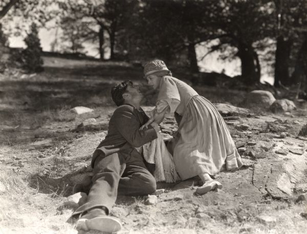 The Wife (Janet Gaynor) flees from the Man (George O'Brien) after he has tried to kill her, in <i>Sunrise: A Song of Two Humans</i> (Fox, 1927).