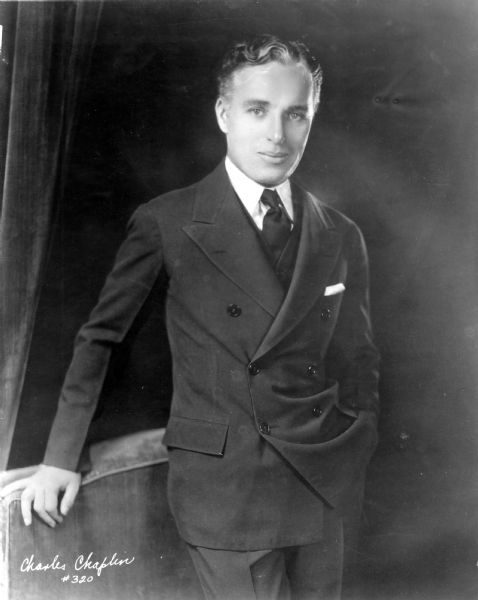 Studio portrait of Charlie Chaplin.