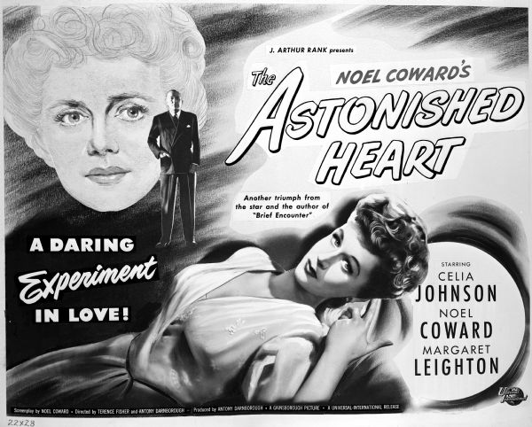 Poster design (22 x 28 inches) for "The Astonished Heart" (Gainsborough Pictures, 1949).