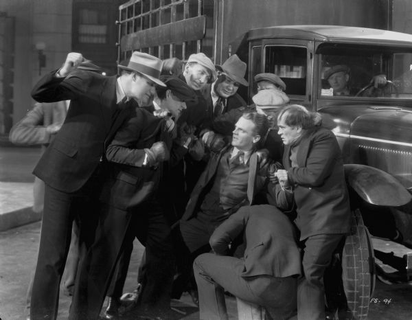 Danny Kean (Jimmy Cagney) is in a tight spot in this scene still from "Picture Snatcher" (WB, 1933).