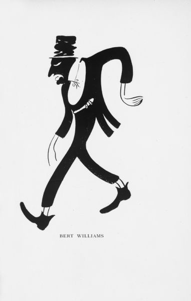 Caricature of Bert Williams, probably drawn by Al Frueh, c. 1912.
