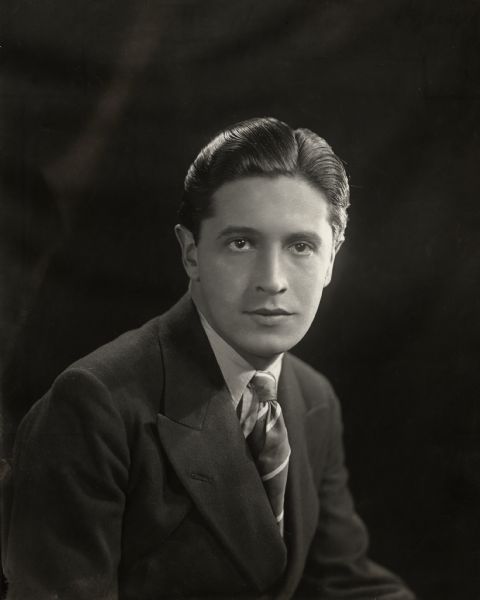 Original caption:
"Ivor Novello (Griffith) who appeared as Ivor with Mm. Rejane in <i>Gypsy Passion</i> performed in France by Louis Mercanton under the title of <i>Miarka-The Child of the Bears.</i>"

<i>Miarka, la fille à l'ourse</i> (1920), Novello's second film appearance, was released internationally as <i>Gypsy Passion.</i> In 1923 he appeard in D.W. Griffith's <i>The White Rose</i>.