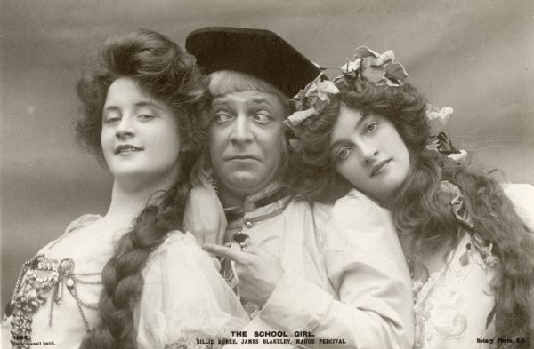 The cast members Billie Burke, James Blakeley, and Maude Percival as characters from <i>The School Girl</i>.

Billie Burke was a hit when she sang "Put Me in My Little Canoe" for the musical <i>The School Girl</i> which played at the Prince of Wales Theatre in London, England, in May 1903.