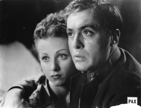 Publicity still of Danielle Darrieux (as Marie Vetsera) and Charles Boyer (Archduke Rudolph of Austria) in Anatole Litvak's <i>Mayerling</i> (1936).