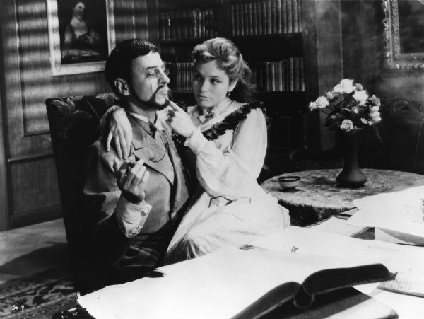 Scene still of Gunnar Björnstrand, playing Fredrik Egerman, and Ulla Jacobsson, playing his young wife Anne in Ingmar Bergman's <i>Sommarnattens leende (Smiles of a Summer Night,</i> 1955)

