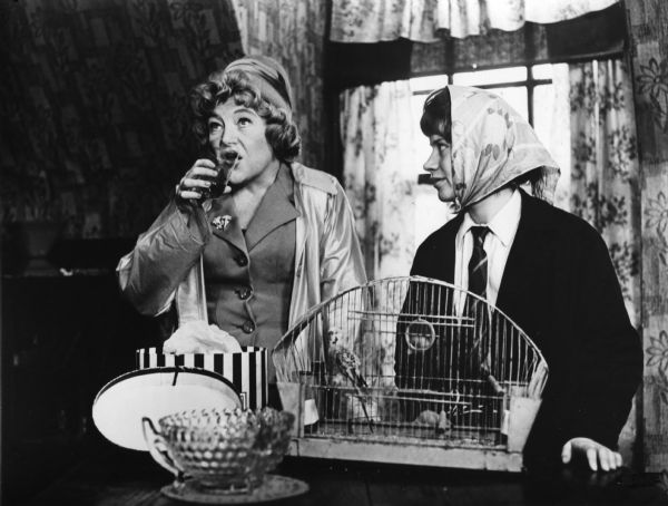 Scene still of Dora Bryan, as Helen taking a drink, and Rita Tushingham, as Jo, in Tony Richardson's <i>A Taste of Honey</i> (1961).