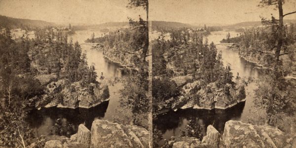 Elevated view of the St. Croix river from atop a rock formation.