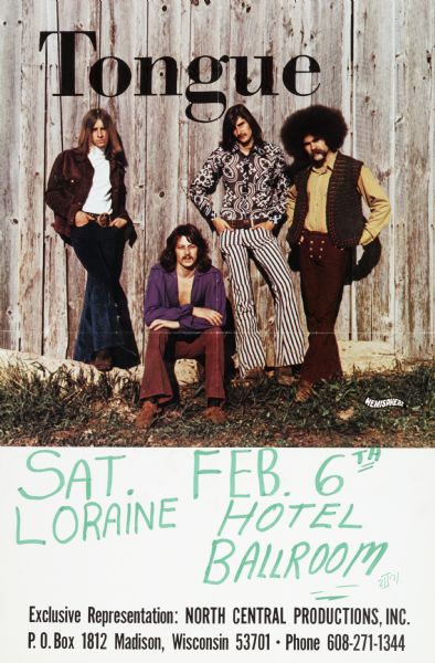 Poster advertising a concert by the band "Tongue" at the Loraine Hotel Ballroom in Madison, Wisconsin.