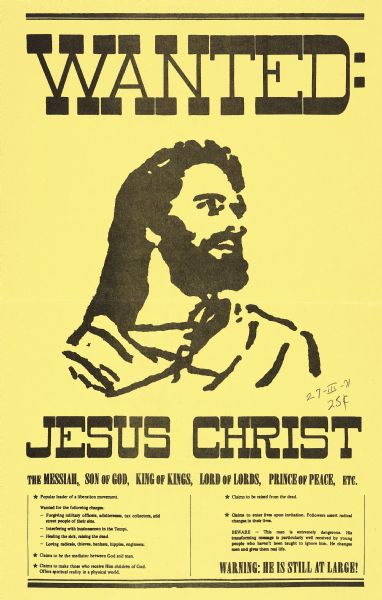 Poster advocating the benefits of following Jesus Christ.