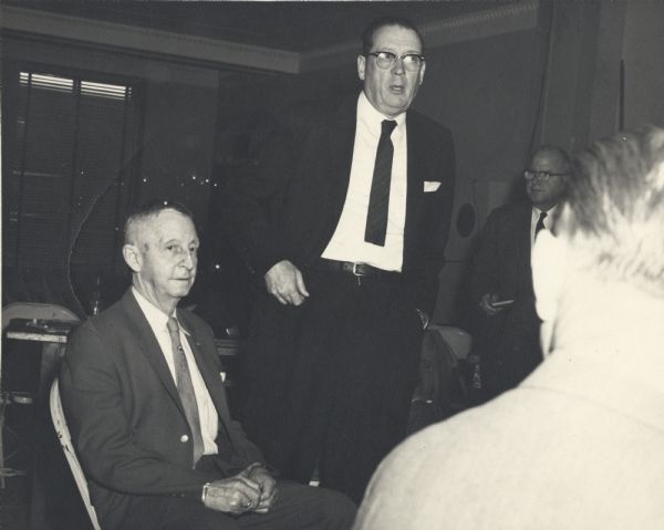 Henry Lee Senter (right) and State Representative Chester McCord (left) at the State investigation of the Highlander Folk School.