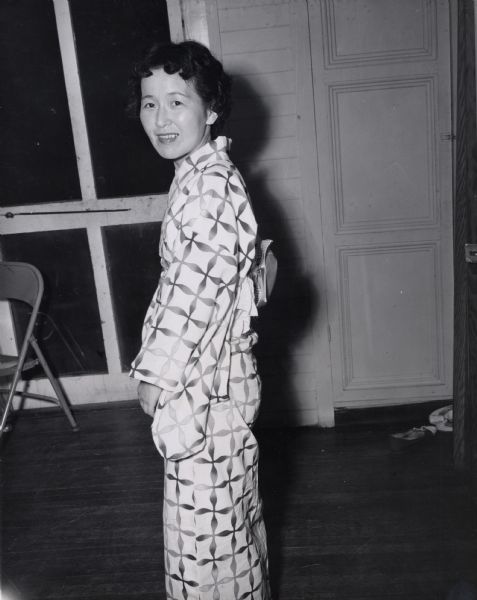 A woman wearing a kimono at Highlander Folk School.