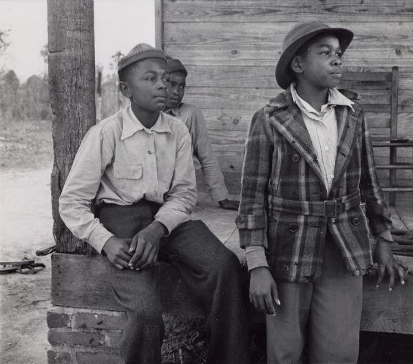 A group of African American boys wearing hats on Johns Island.